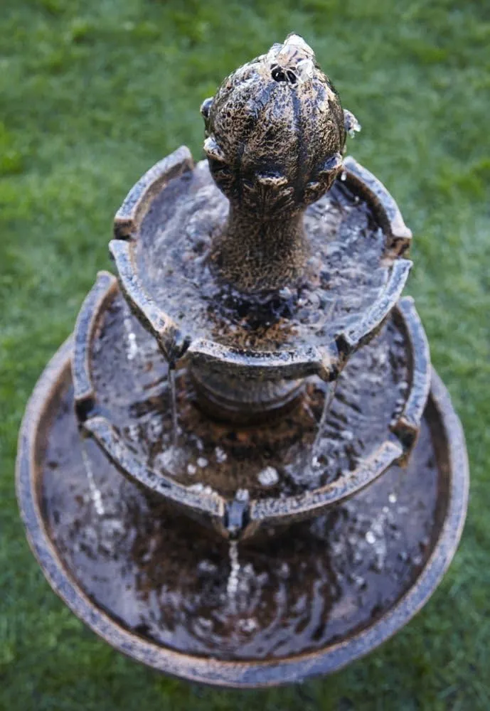 Ravenna Italian Outdoor Floor Bubbler Fountain and Waterfalls 43" High 3 Tiered Cascading for Garden Patio Backyard Deck Home Lawn Porch House Relaxation Exterior Balcony - John Timberland