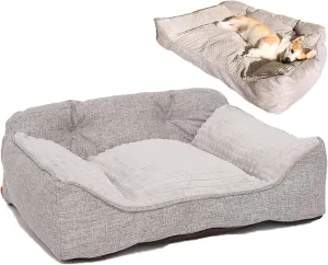 Reversible Dog Bed Mat, Orthopedic Calming Dog Bed,Dog Bed Crate Pad Plush Dog Crate Washable Dog Bed Sofa Pet Bed for Small Medium Large Dogs Removable Washable Dog Bed(Gray,XL)