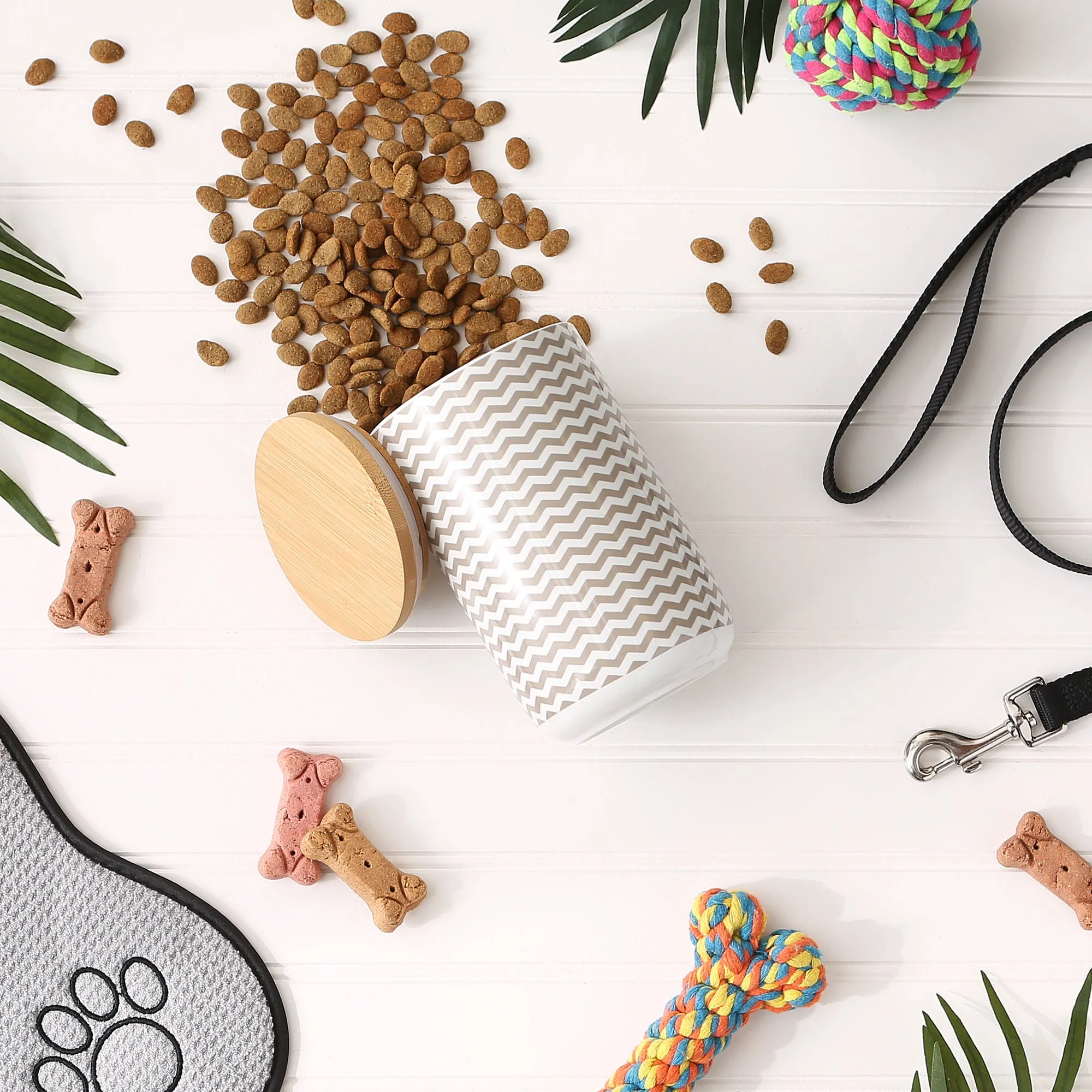 Stone Chevron Ceramic Treat Canister