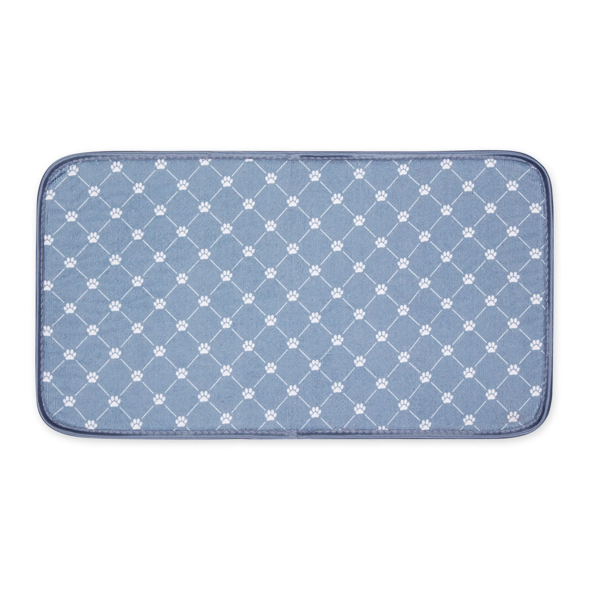 Stonewash Blue Printed Trellis Paw Pet Mat Small