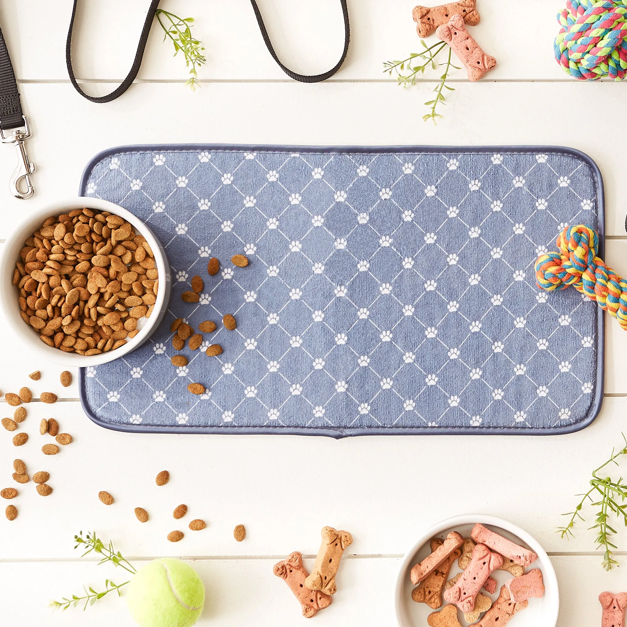 Stonewash Blue Printed Trellis Paw Pet Mat Small