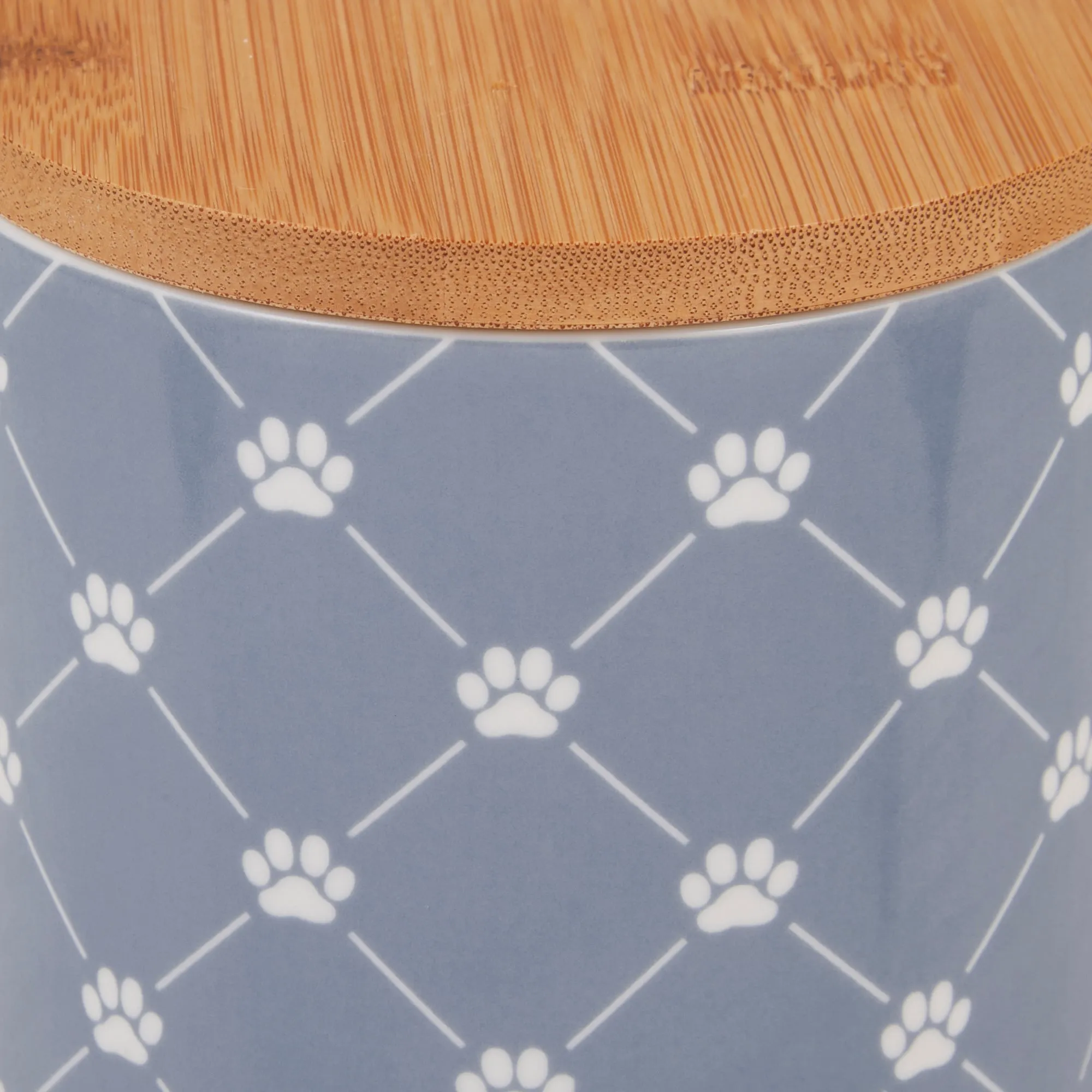 Stonewash Blue Trellis Paw Ceramic Treat Canister