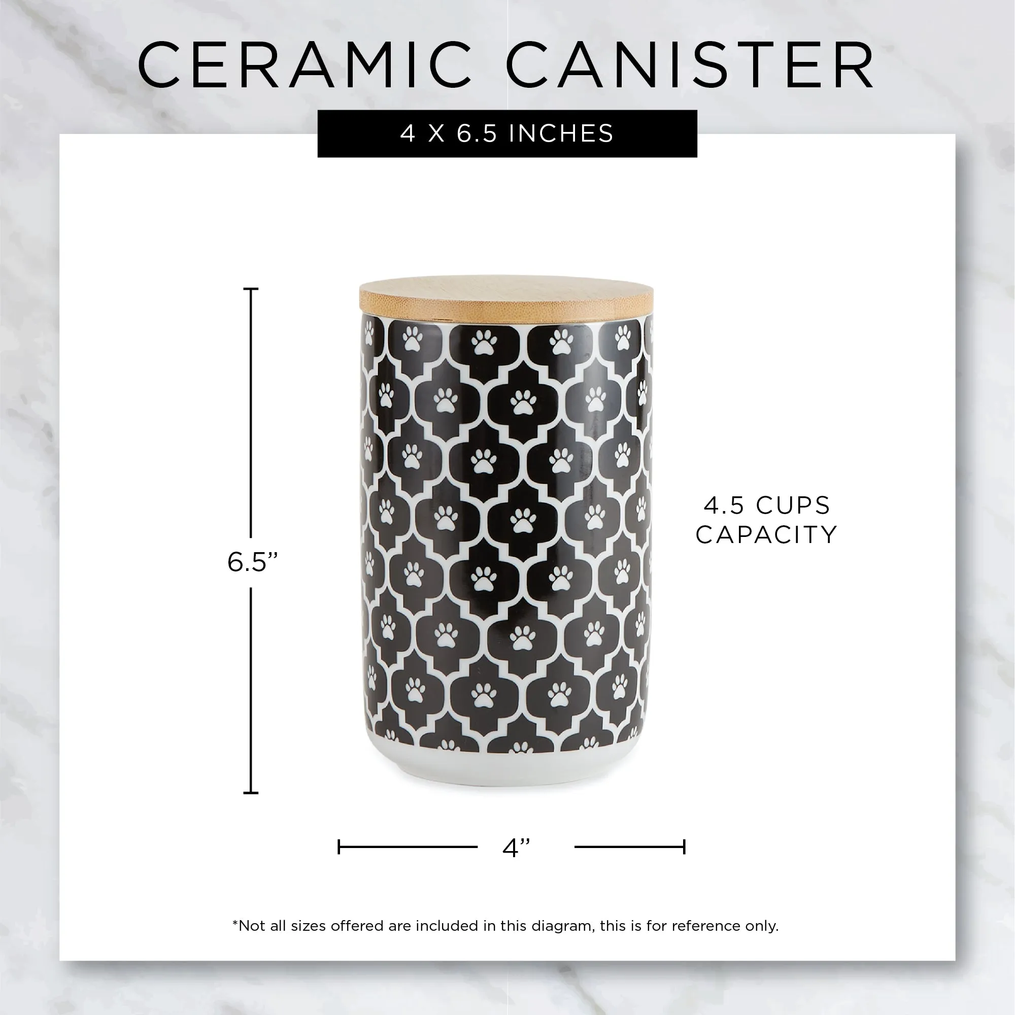 Stonewash Blue Trellis Paw Ceramic Treat Canister