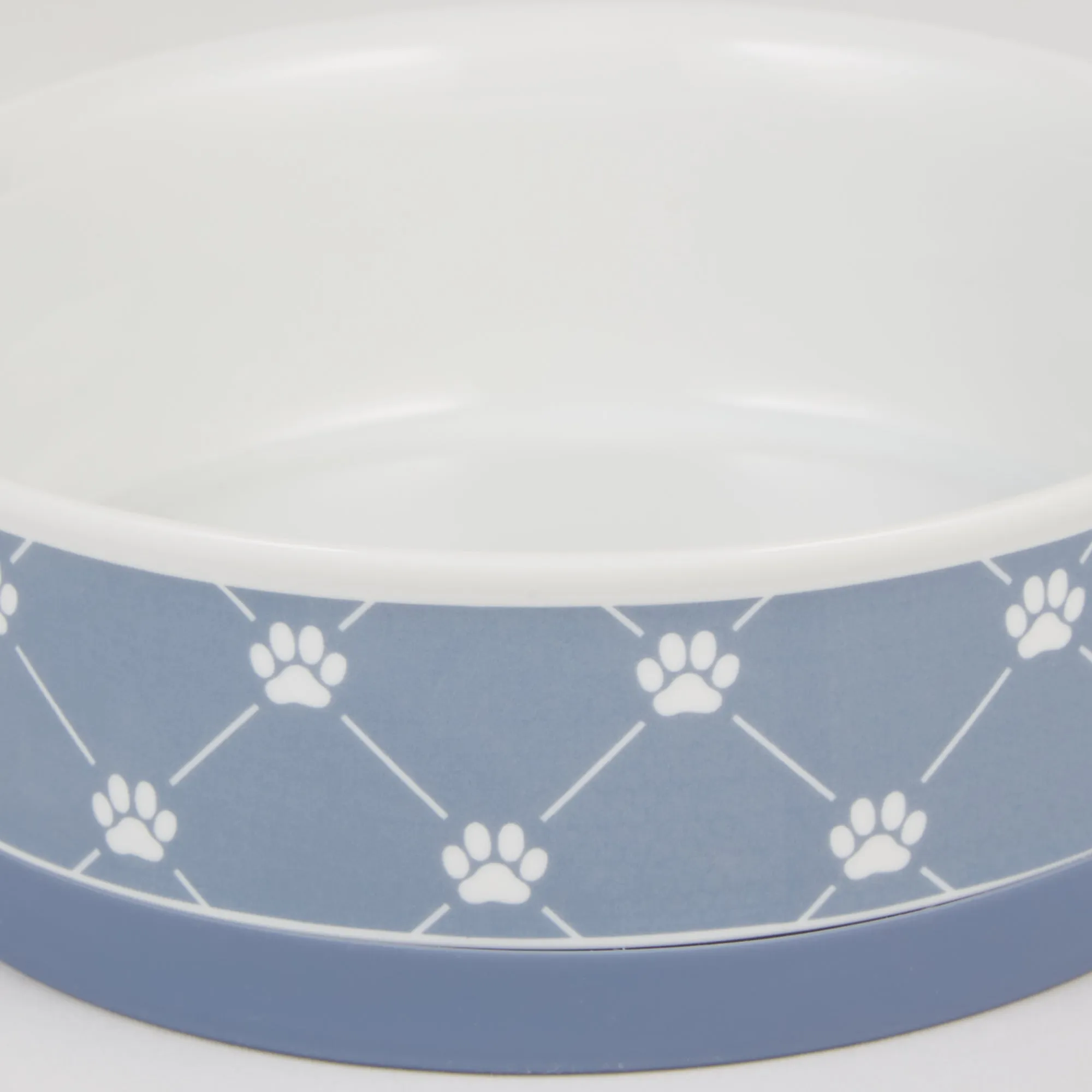 Stonewash Blue Trellis Paw Print Pet Bowl Set/2, Medium - 1.5 C. Capacity