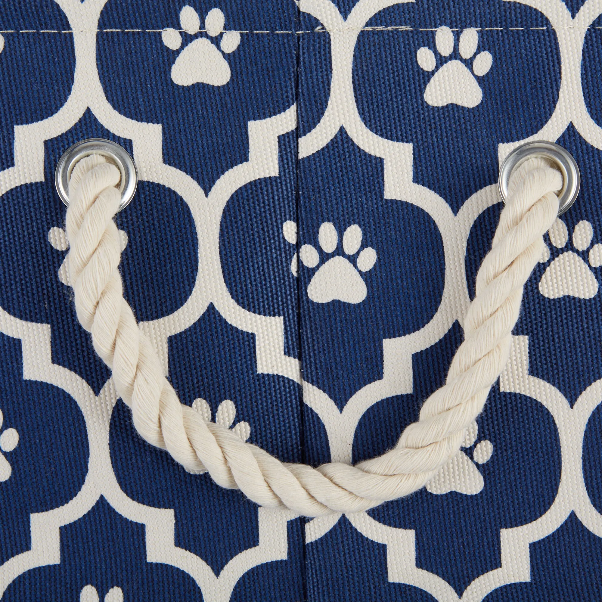 Storage Bin, Lattice Paw Print, Nautical Blue, Small Round - 12x9"