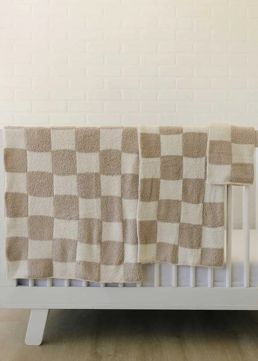 Taupe Checkered Plush Lovey