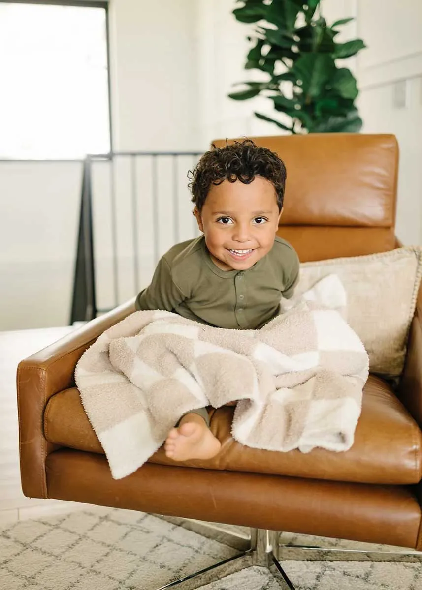 Taupe Checkered Plush Lovey