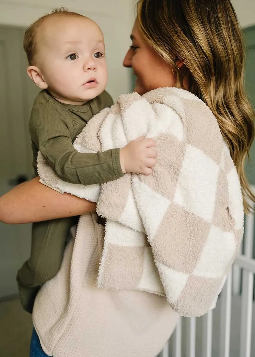 Taupe Checkered Plush Lovey