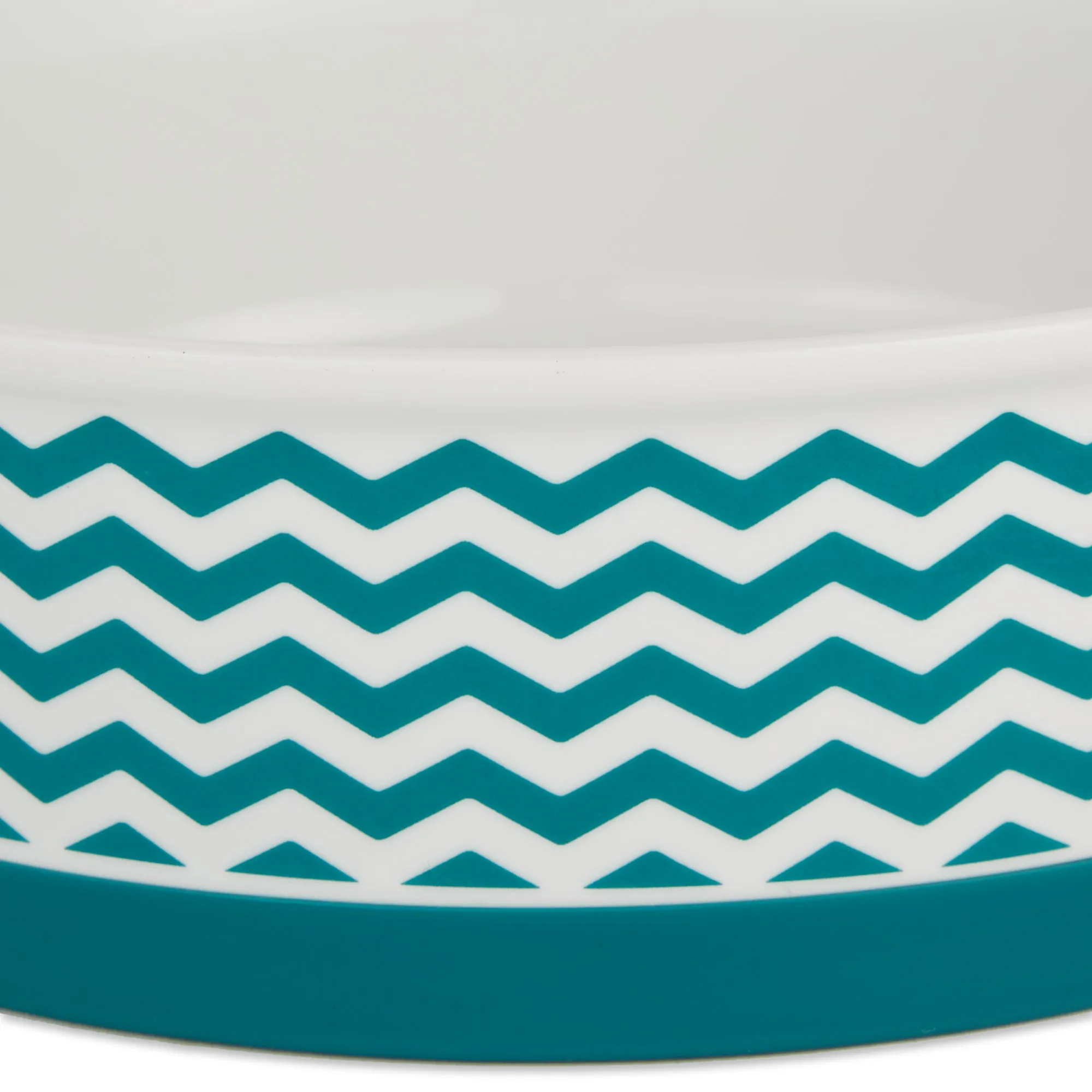 Teal Chevron Pet Bowl Set of 2, Large 3.75 C. Capacity