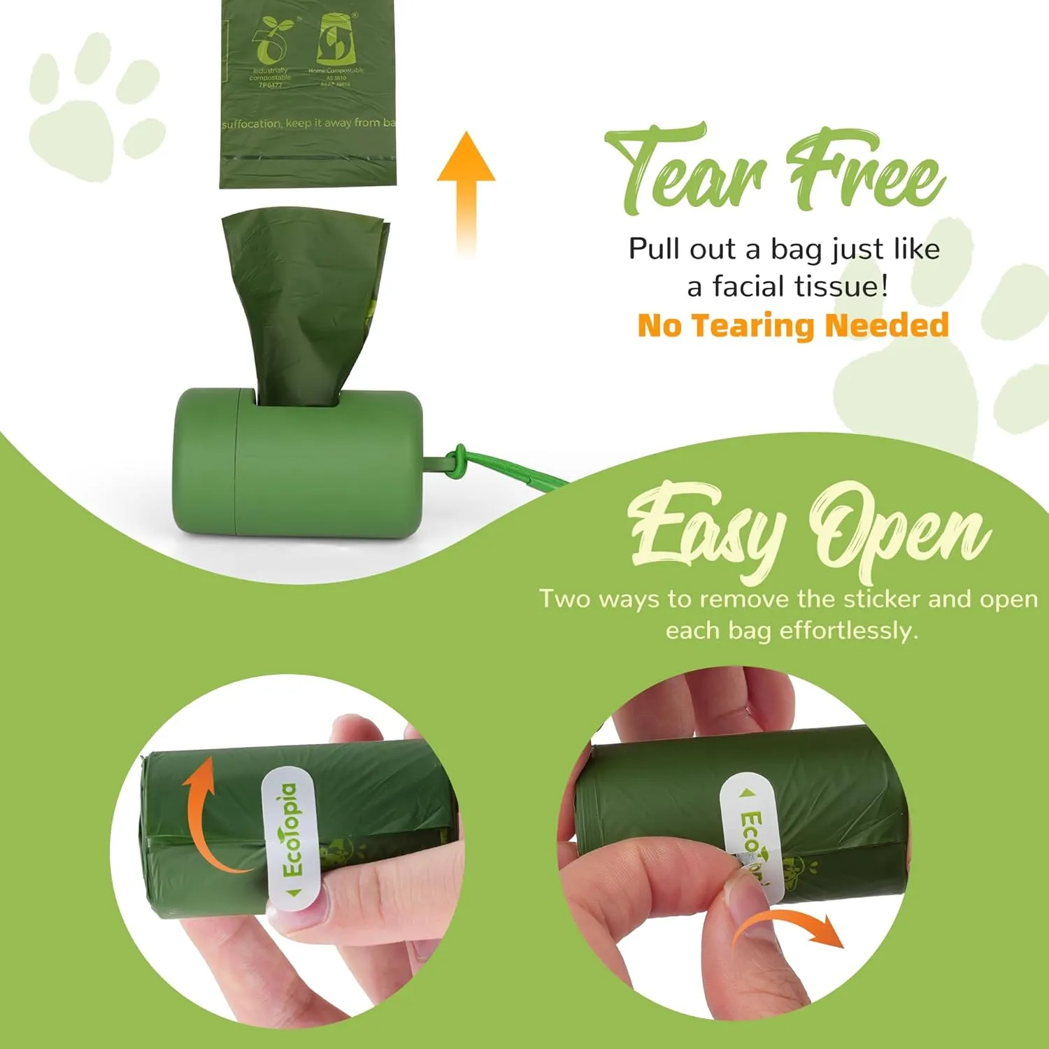 Tear-Free Biodegradable Poop Bags for Dogs,240 Compostable Dog Waste Bags Rolls,Eco-Friendly,Extra Thick,Leakproof,Unscented,Plant-based,ASTM D6400 & EN 13432 Compliant,Dark Green