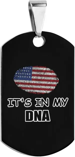 USA It's in My DNA Dog Tags for Pets Personalized Cute Dog Name ID Tags Stainless Steel Dog Collar Tag