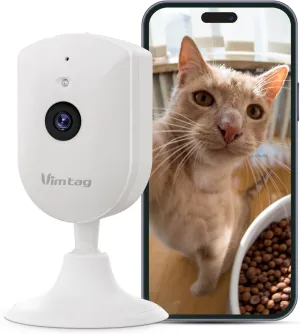 VIMTAG Indoor 2.5K/4MP 2.4G WiFi Wired Plug-in Camera for Home Security/Pet/Dog/Cat/Baby with Phone App, 2-Way Audio/Night Vision, AI Human/Sound/Motion Detection, Support Alexa/Up to 512GB TF Card