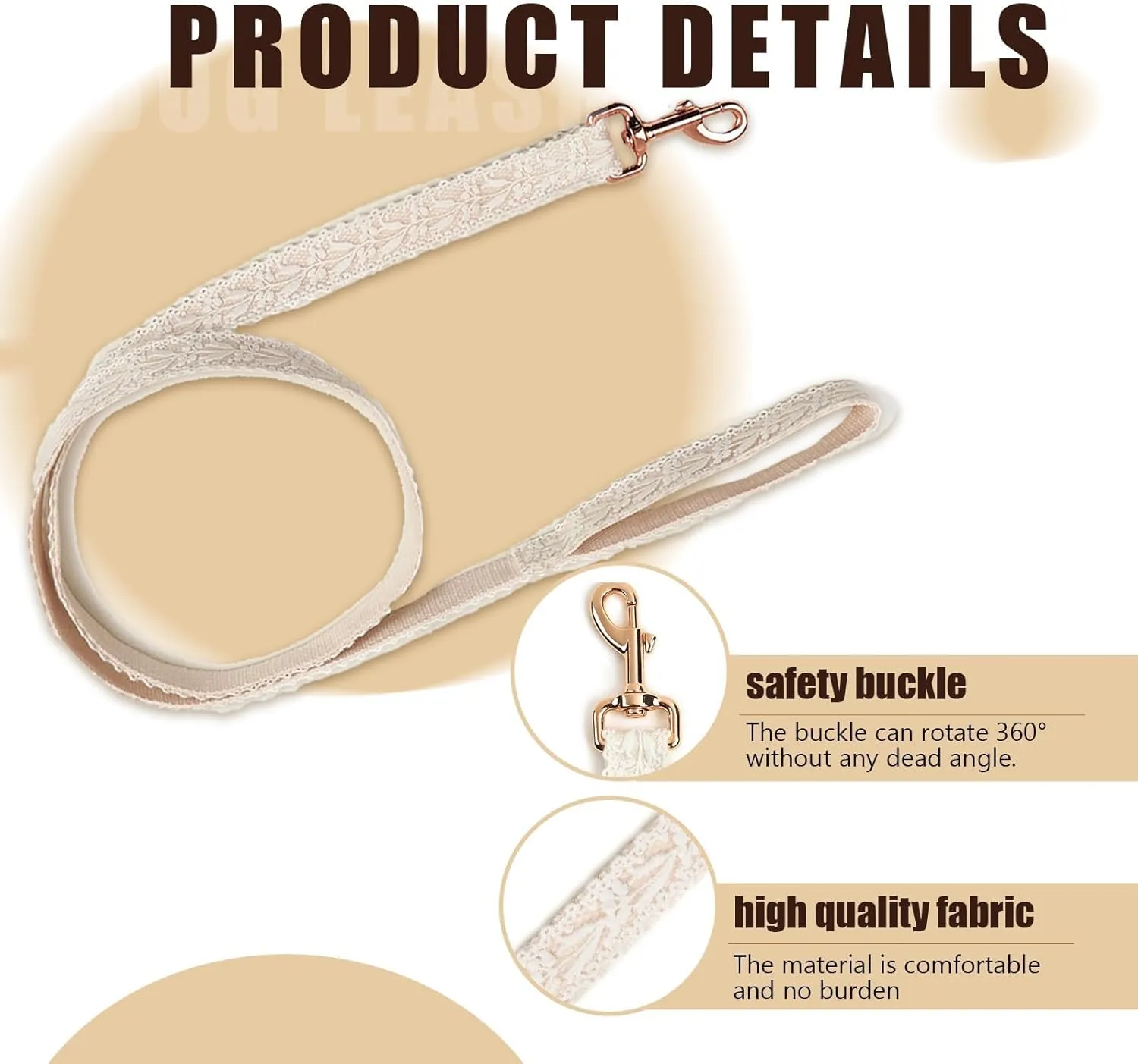White Dog Harness and Leash Set Adjustable Lace Harness for Girl Dogs Luxury Dog Harness No Pull with Handle & Bow Flowers for Easy Dog Walking,S