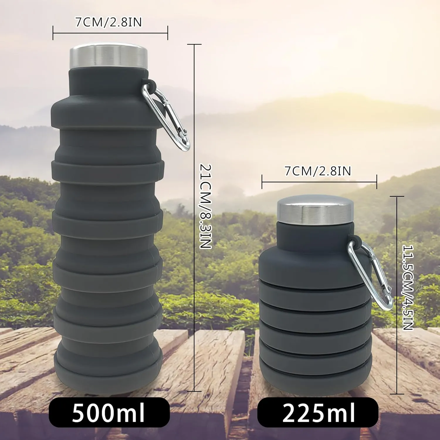YCT Collapsible Water Bottle 17oz500mlTravel Portable Sport Water BottleReusable Silicone Foldable Water Bottles for Gym Camping Hiking (Purple Black)